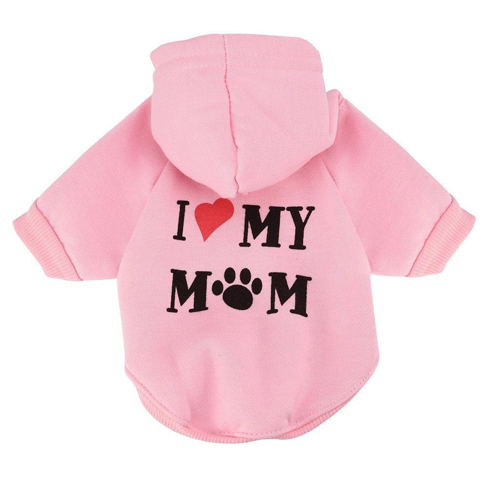 All Season Pet Clothes Dog Shirt Dogs Hoodies Coat I Like My Mom Printed Puppy Sweatshirt Pet Clothes for Winter Autumn Soft Apparel