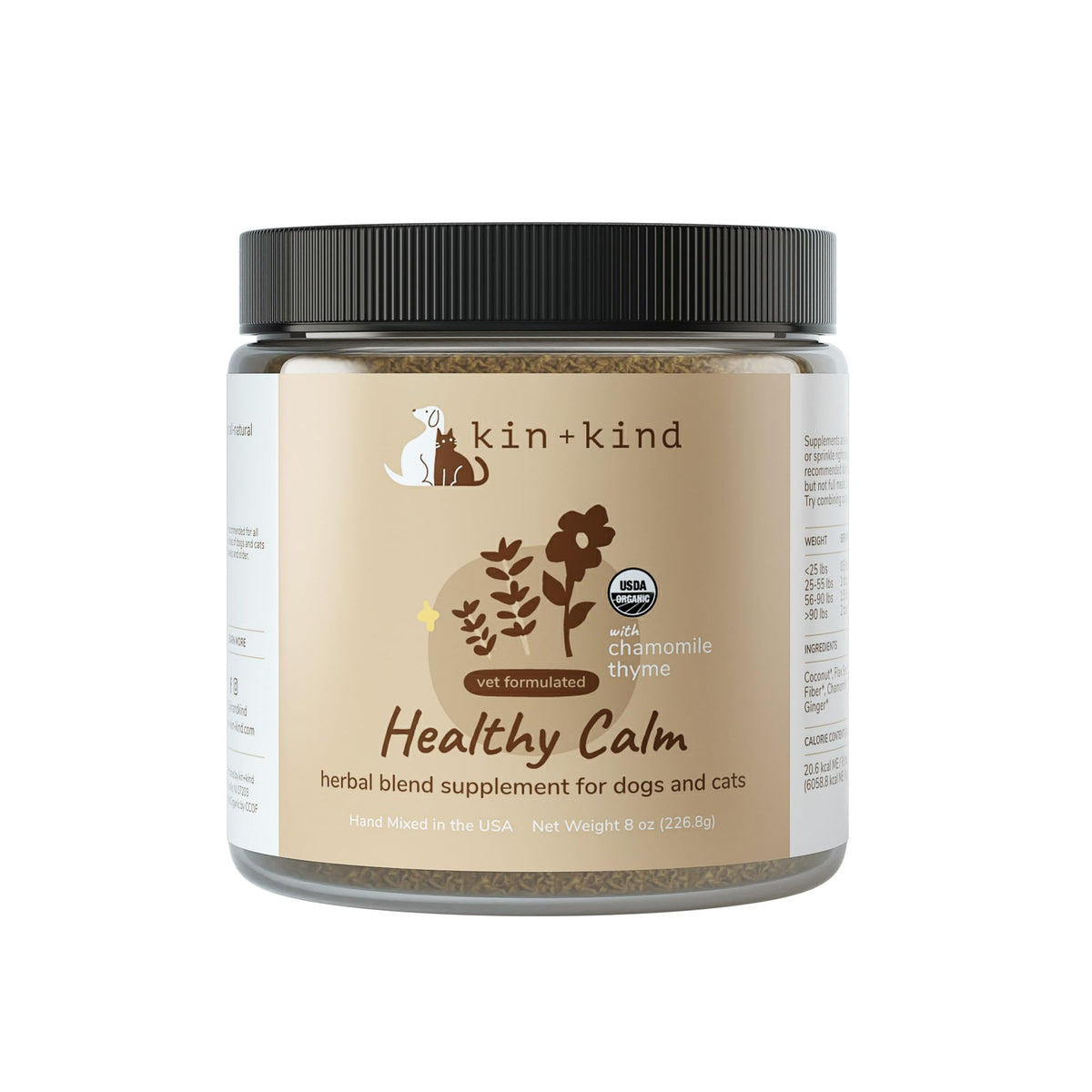 kin+kind Cat & Dog Anxiety Relief Supplements - Calming Supplements Stress Reliever Treats Pet Anxiety Relief Formula with Apple Chamomile Ginger and Thyme - Made in USA