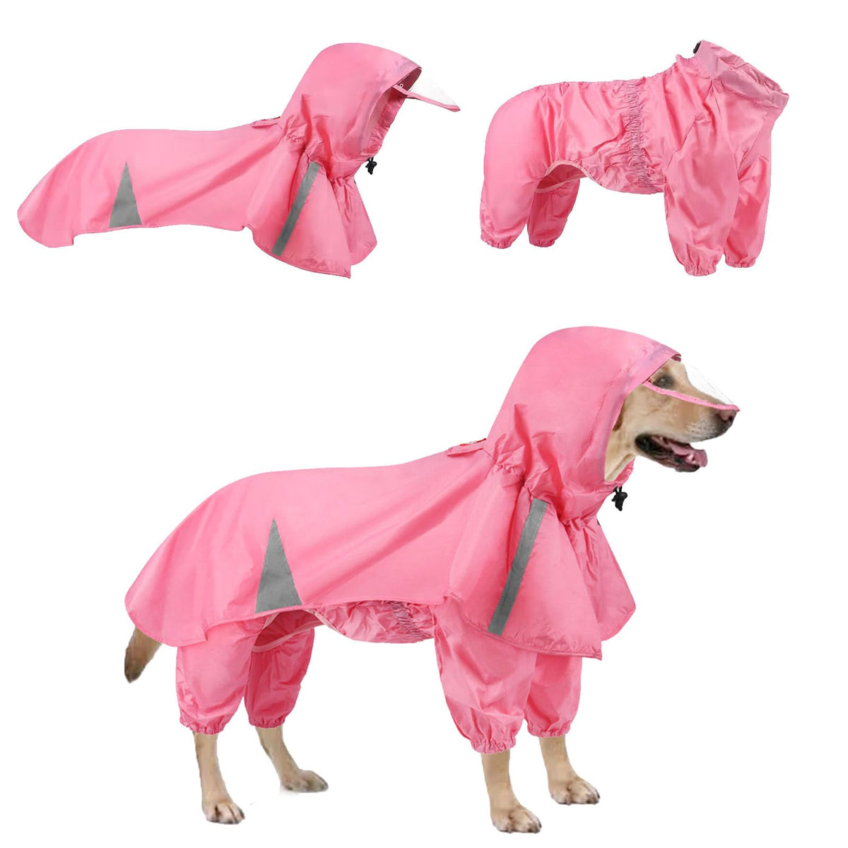 SEIS 2 Pcs Large Dog Raincoat Hooded Split Labrador Poncho and Hoodie Waterproof Pet Rain Wear Breathable Dogs Suit for Medium Large Dogs Golden Retriever German Shepherd (Pink 5XL)