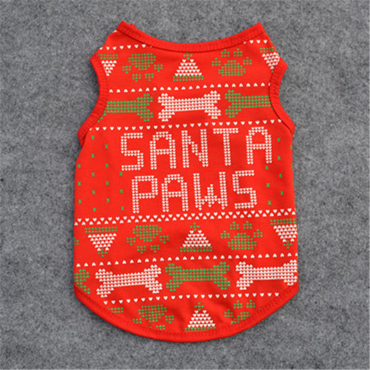 Pet Clothes Cotton Vest for Christmas Celebration