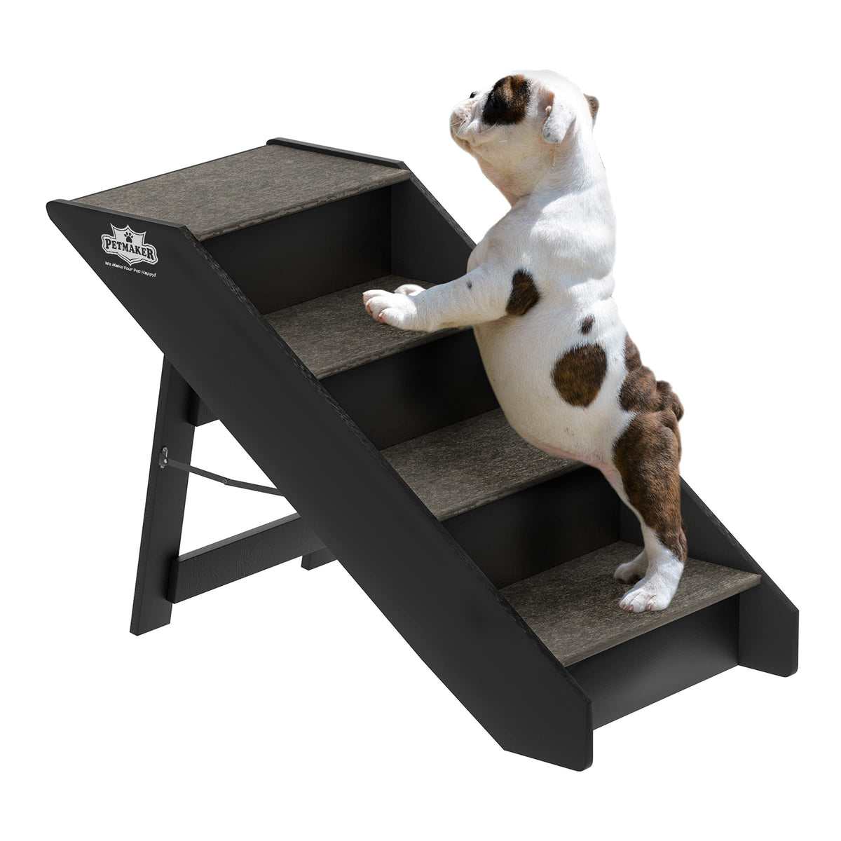 Pet Stairs - Home and Vehicle Nonslip Carpeted Dog Steps with 4-Step Design - for Puppies Kittens and Other Small Pets by PETMAKER (Gray)