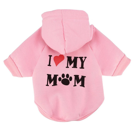 All Season Pet Clothes Dog Shirt Dogs Hoodies Coat I Like My Mom Printed Puppy Sweatshirt Pet Clothes for Winter Autumn Soft Apparel