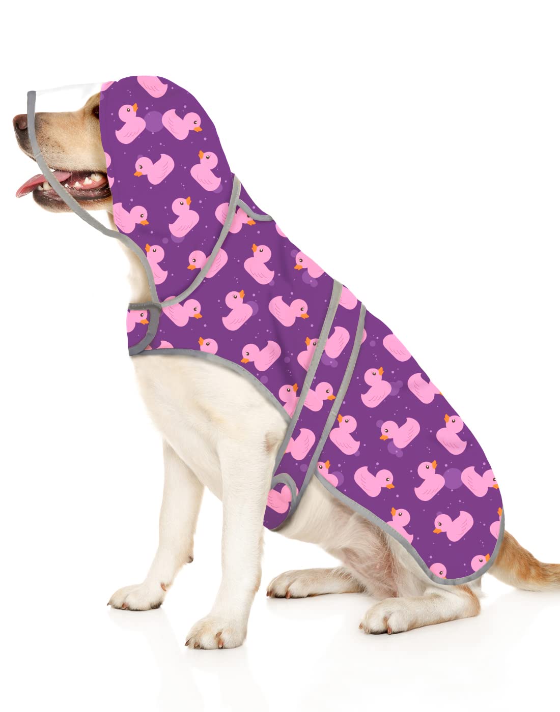 HDE Dog Raincoat with Clear Hood Poncho Rain Jacket for Small Medium Large Dogs Ducks Purple - XL