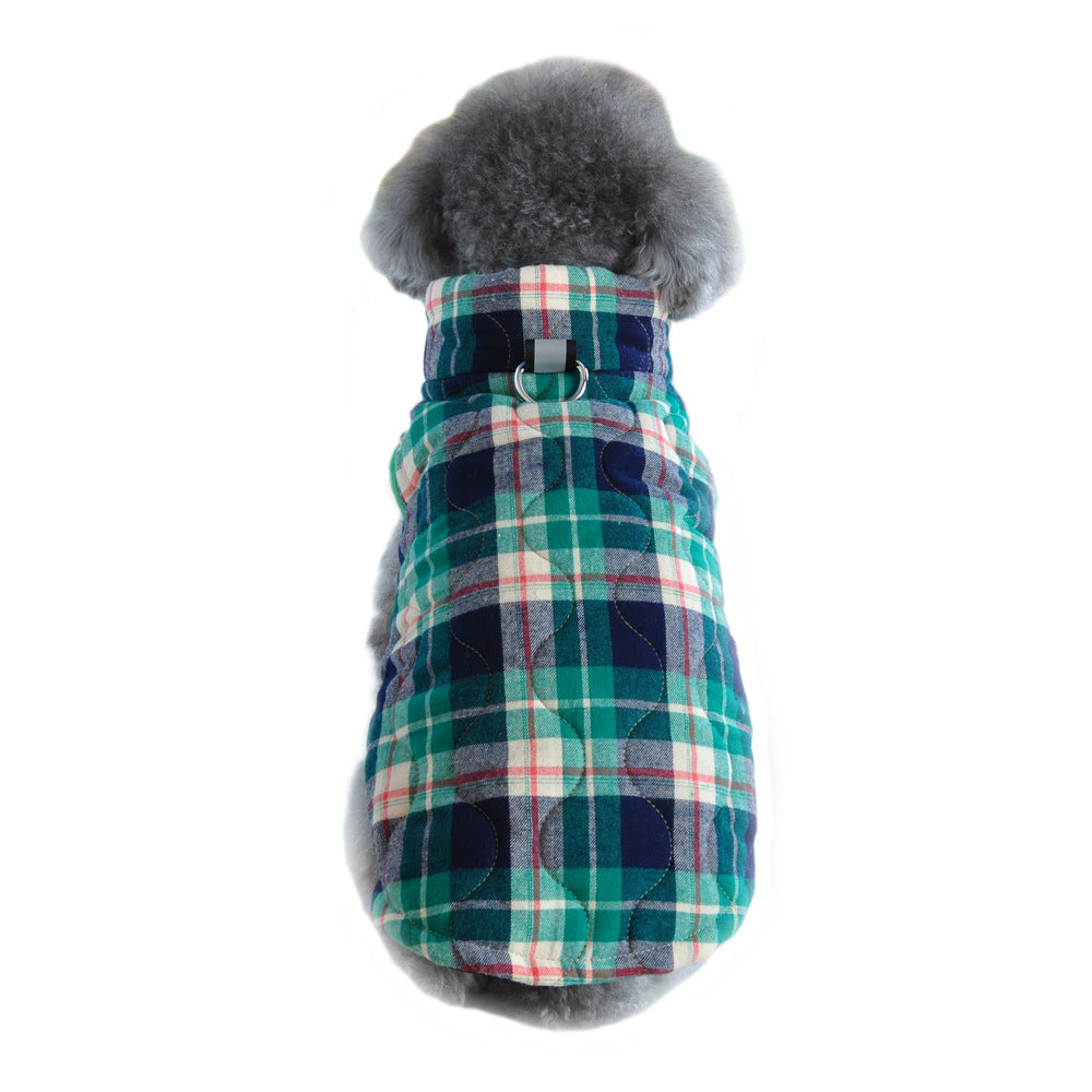 Plaid Zipper Down Jacket for Dogs - Heavy Cotton Wear