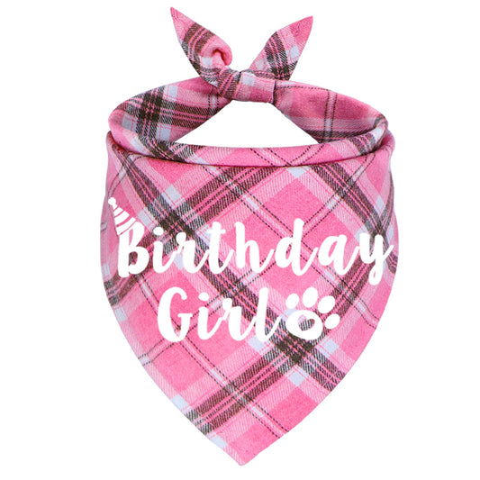 JOTFA Dog Birthday Bandana Multi Sizes Birthday Bandana for Dogs Dog Birthday Girl Bandana for Large Extra Large Dogs Pets (Pink X-Large)