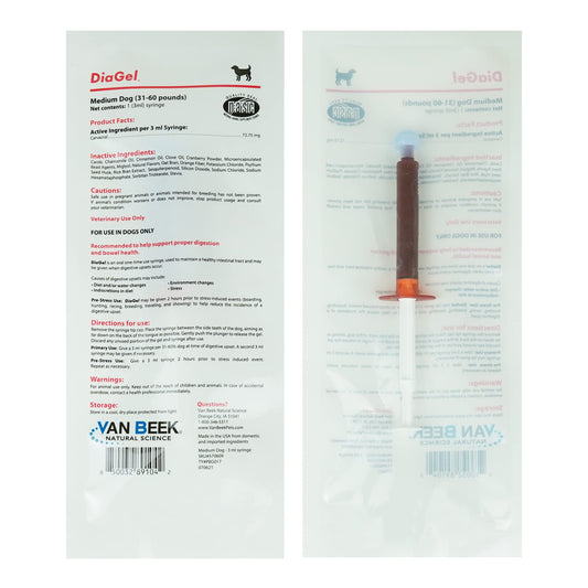Van Beek Natural Science DiaGel for Medium Dogs - Natural Dog Supplements to Help Maintain Digestive Health & Function - Oral Gel to Help Control Diarrhea - Natural Pet Products