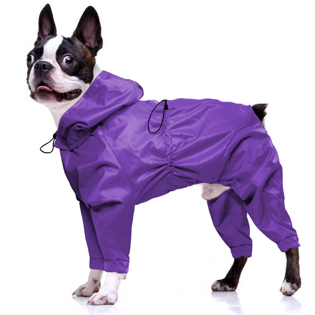 OUOBOB Dog Raincoat Dog Raincoats for Large Dogs Dog Rain Jacket with Clear Hooded Waterproof Dog Poncho Snow-Proof Dog Vest Rainwear Rain Clothes Apparel with Leash Hole Pitbull Purple L