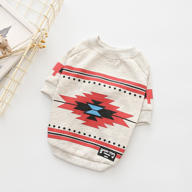 Small Dog Cotton Velvet Printed Pet Clothes