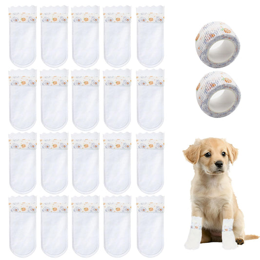 Obfuscate 20PCS Disposable Dog BootiesDisposable Proof Dustproof Dog Shoes ReplacementDog Feet Covers Shoes with Adjustable Self-Adhesive BandageDisposable Dog Shoes for Indoor and Outdoor Use
