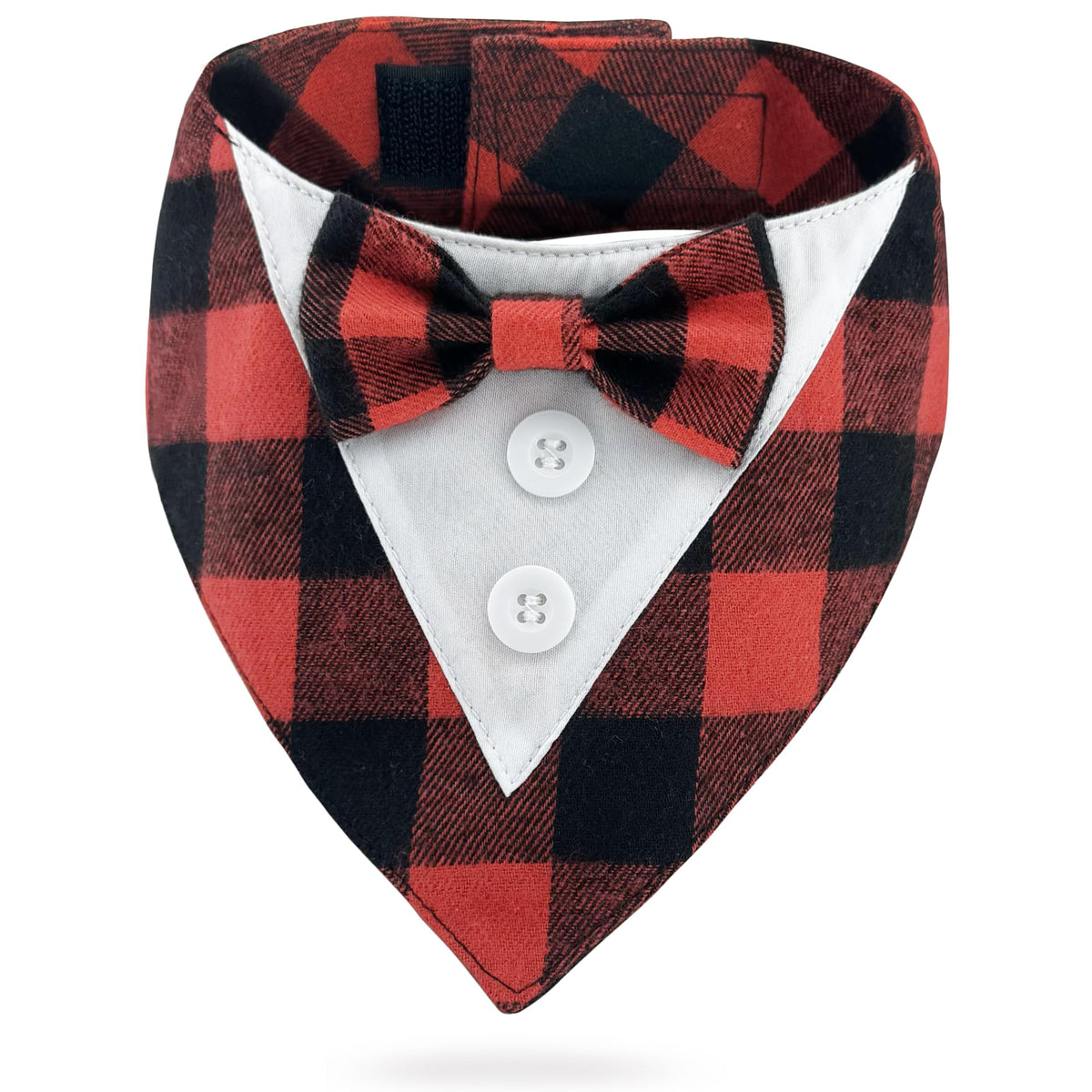 KOOLMOX Dog Tuxedo Plaid Red Dog Wedding Dress Dog Birthday Bow Tie Bandana Collar Dog Formal Wear Male Tuxedo Bandana Costume Adjustable Dog Formal Outfit or Large Dogs Pets Red XL