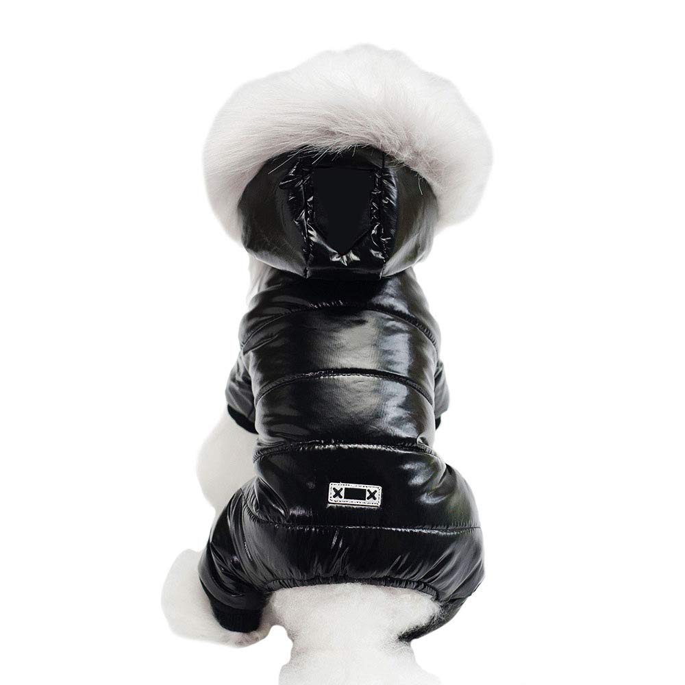 MUYAOPET Waterproof Pet Clothes for Dog Winter Warm Dog Jacket Coat Dog Hooded Jumpsuit Snowsuit (M Black)